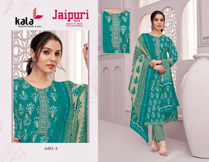 Jaipuri Vol 6 By Kala Cotton Printed Kurti With Bottom Dupatta Exporters In India